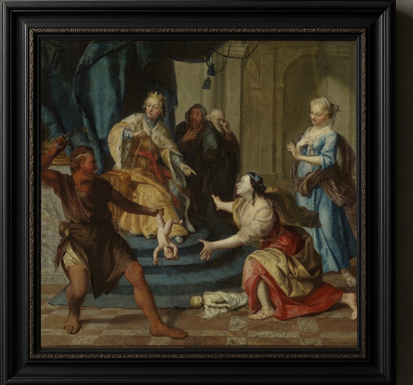 Late 17th-Century Dutch Oil Painting — The Judgment of Solomon, framed