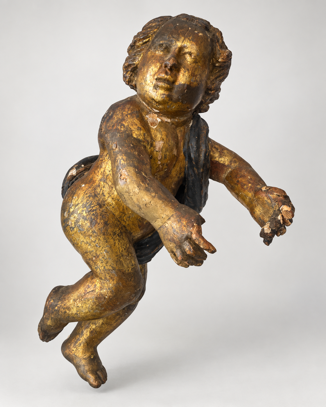 French Baroque Carved and Gilded Putto, Late 17th / Early 18th Century